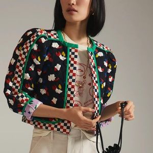 Womens Clare V. Lilou Reversible Jacket Black Motif / PRE-OWNED XS